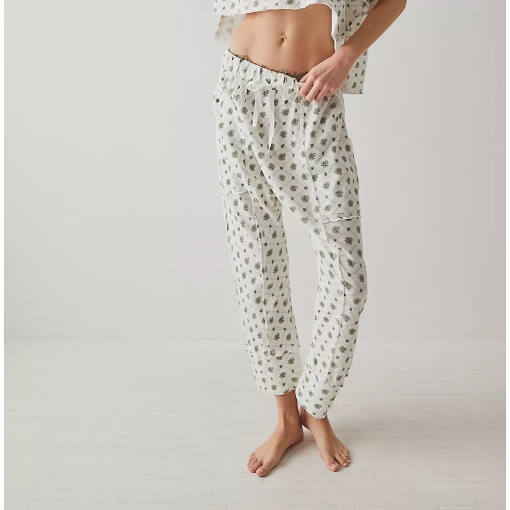 Free People Cotton Organic Set Pants Only Size Large Blue.